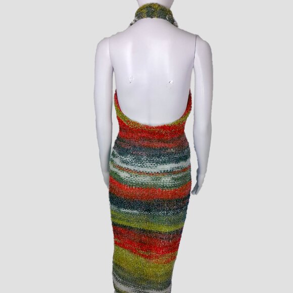 Oookies Wear Multicolor Mohair Knit Halter Maxi Dress - Picture 3 of 6